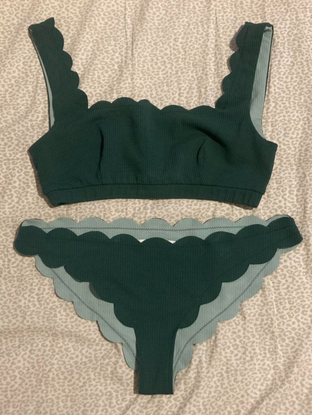 Marysia Green and blue scalloped bikini set size Medium EUC